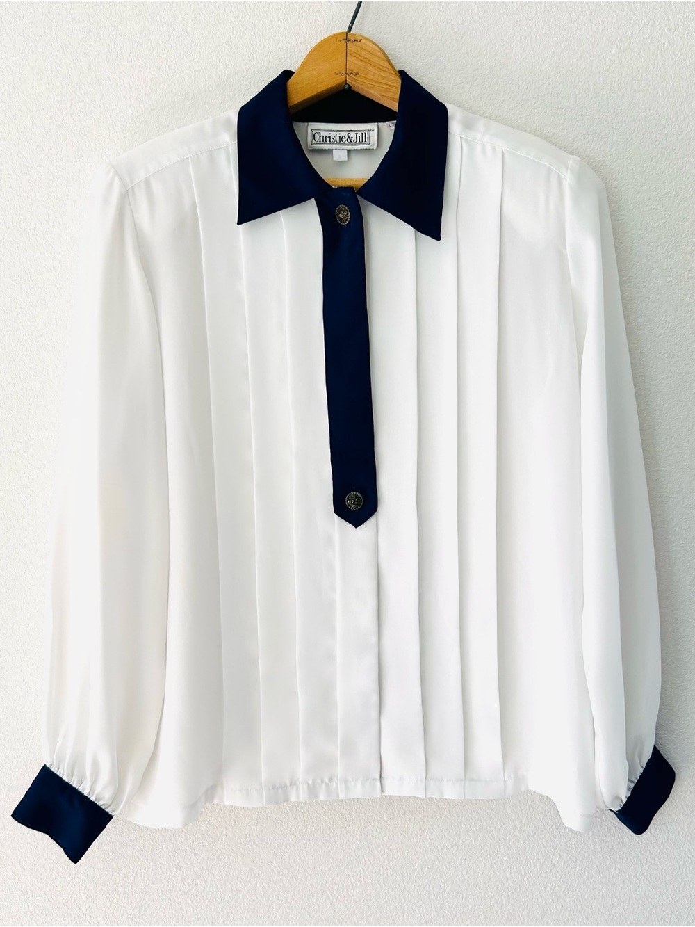 Christie & Jill VTG 80s Sailor Blouse Equestrian Nautical Preppy Coastal Size 6